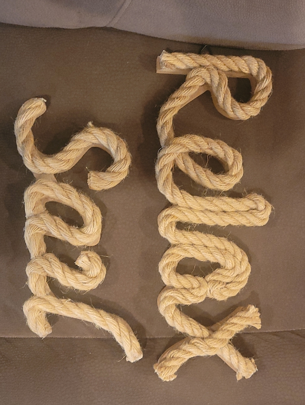 Decorative Natural Jute Rope Letters (Pair)